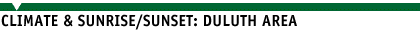 Climate & Sunrise/Sunset:
Duluth Area